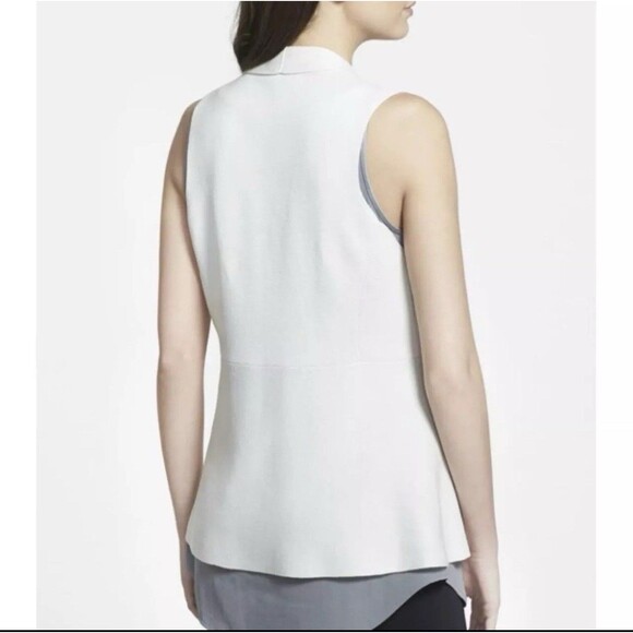 Eileen Fisher Cardigan Knit Open Front Silk Cotton Oatmeal Beige Sleeveless - Picture 2 of 9